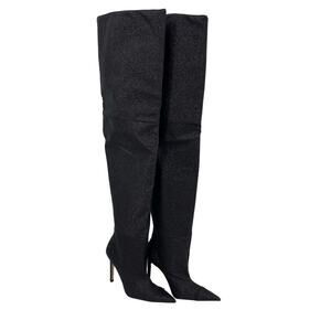 Good American Over The Knee Slouch Boot in Black Glitter Size 6.5 NEW